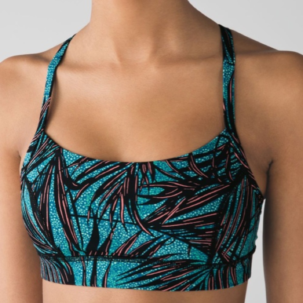 lululemon athletica Teal and Black Patterned Sports Bra